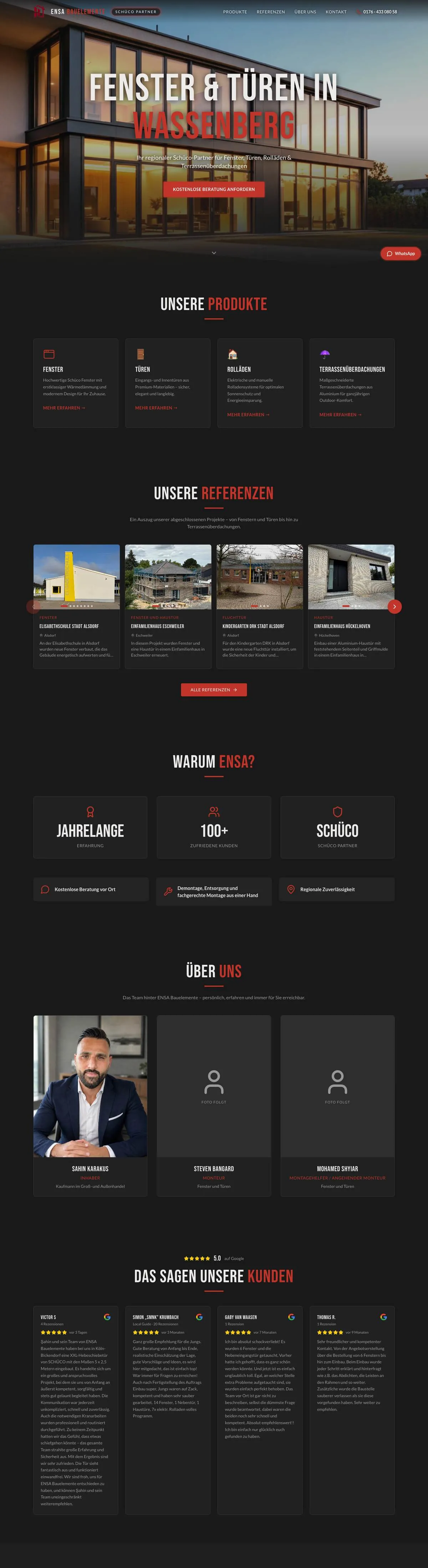 Website von ENSA Bauelemente, gestaltet von Webseitenriese