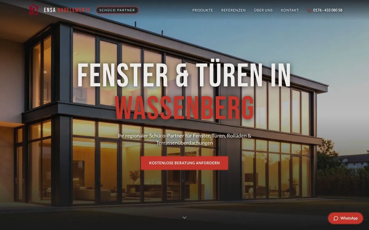 Startseite von ENSA Bauelemente am Rechner